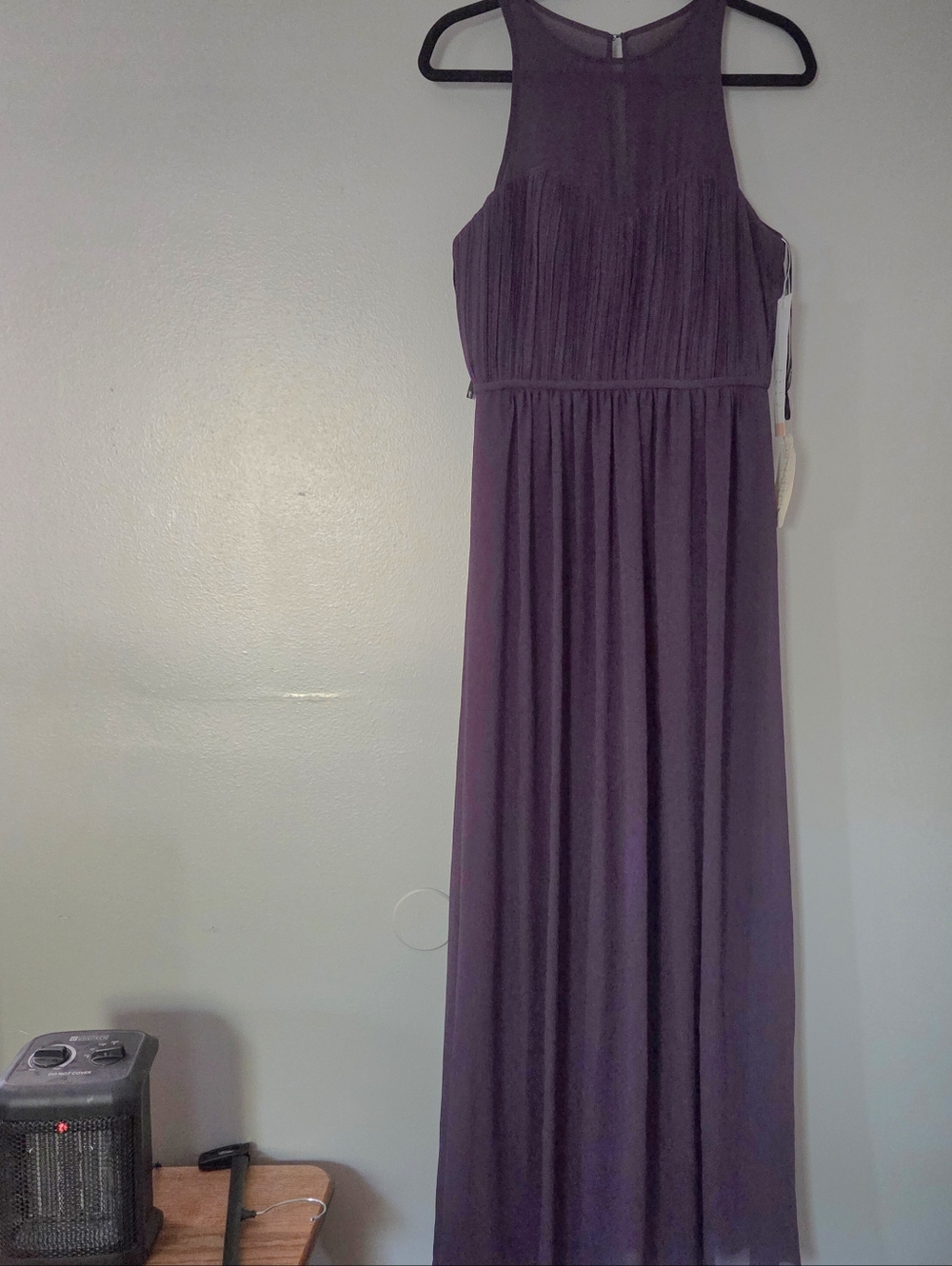 Bill Levkoff Formal Maxi Dress Women Sz 10 Purple Chiffon Halter Neck Bridesmaid - Picture 3 of 8
